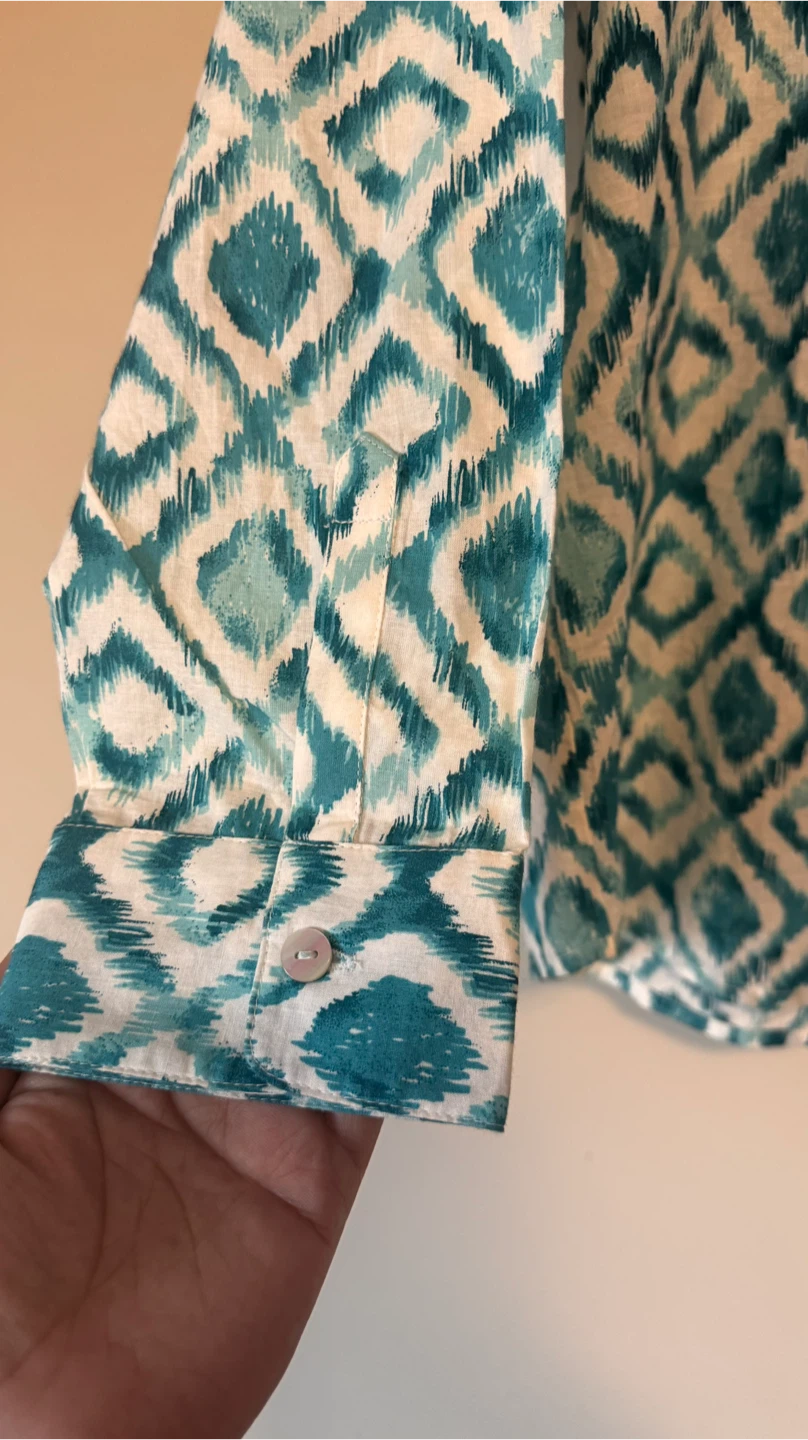 River Island Teal Diamond Print Shirt - Size 12 - photo 4