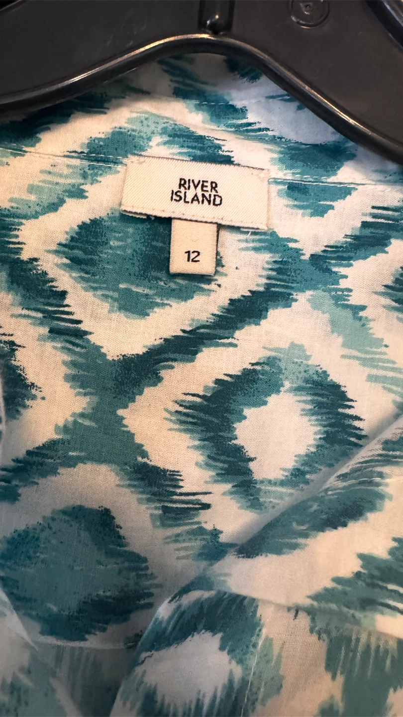 River Island Teal Diamond Print Shirt - Size 12 - photo 3