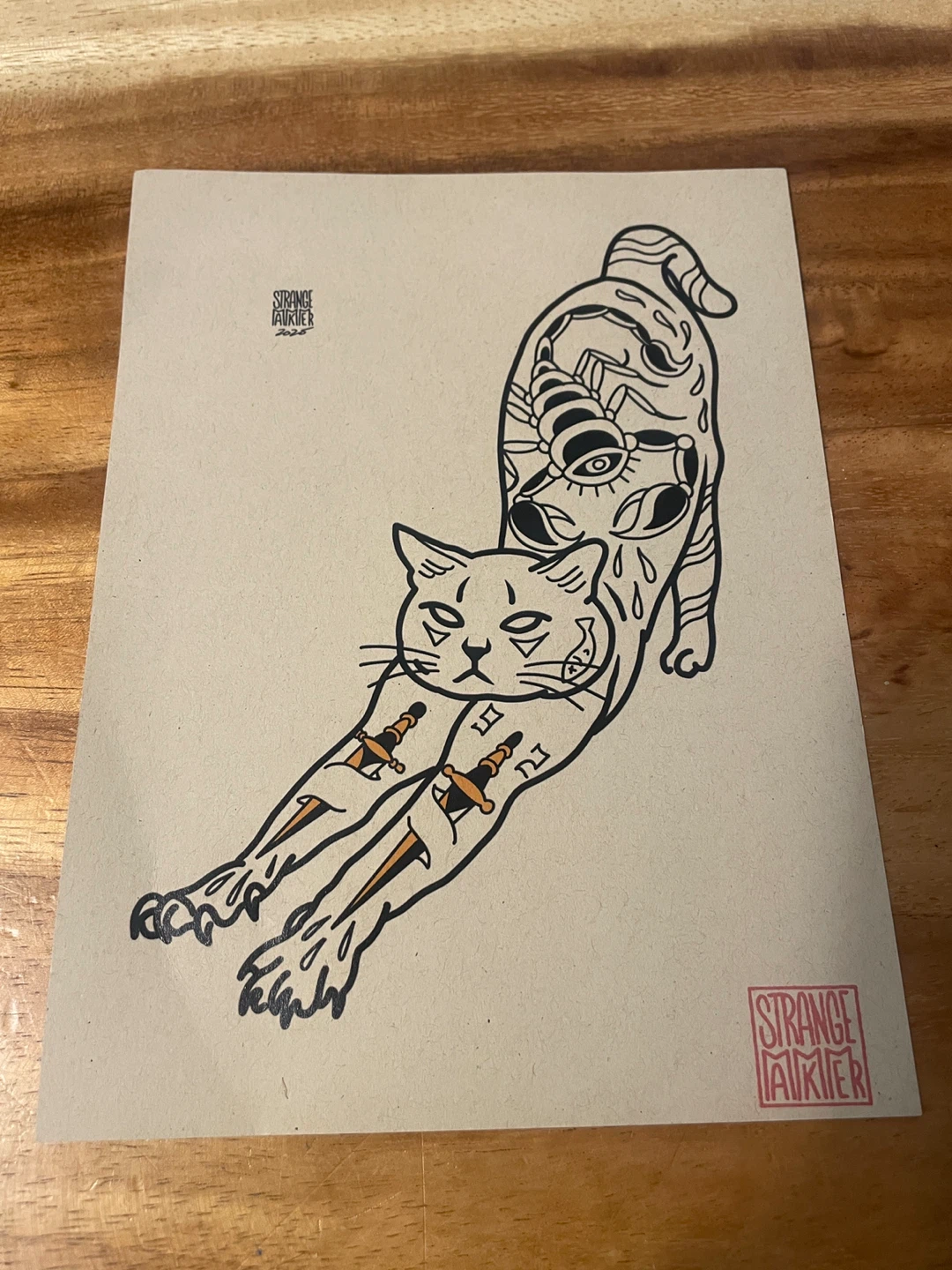 Strange Airier monmon Cat Tattoo Art Print