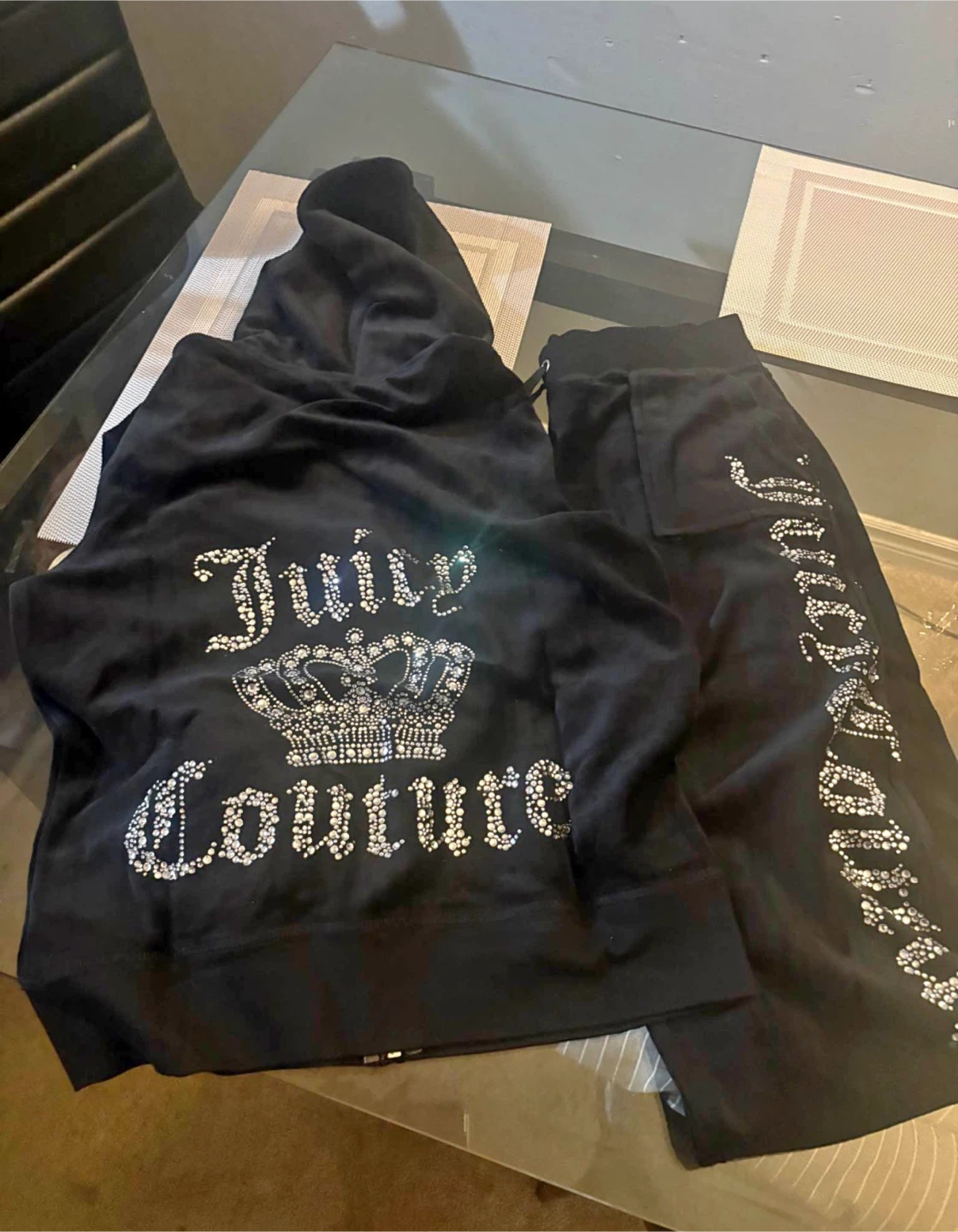 Juicy Couture OG Velour Black Tracksuit Set