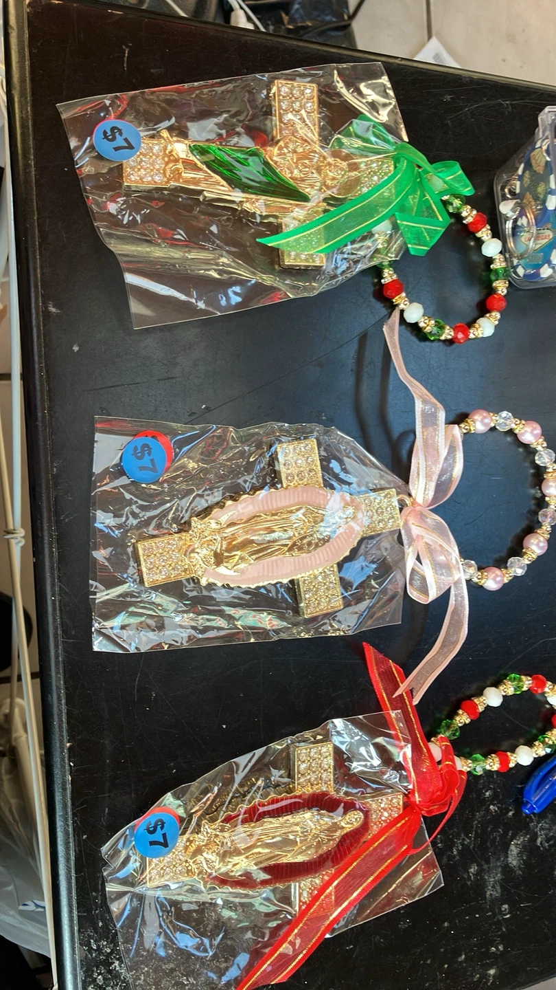 Religious Cross Ornament - Gold & Rhinestone