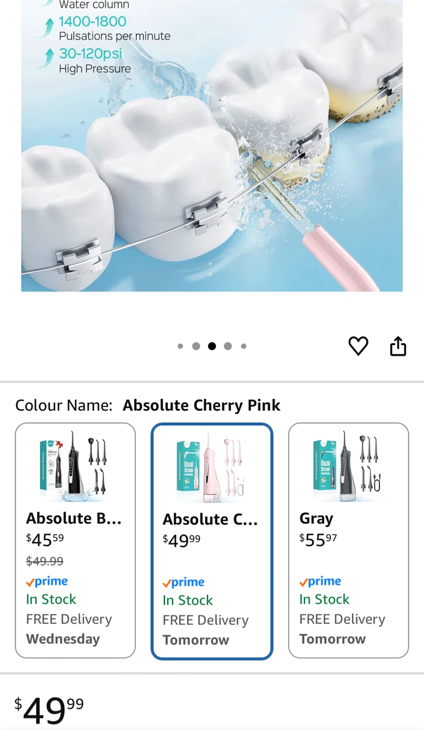 *NEW - COSLUS Water Teeth Flosser - Absolute Cherry Pink - photo 3