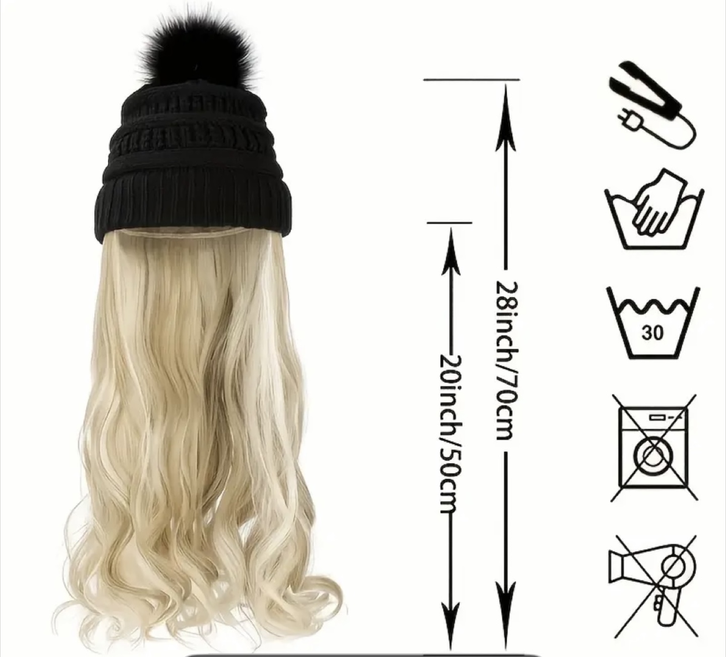 Hat with synthetic wig - photo 4