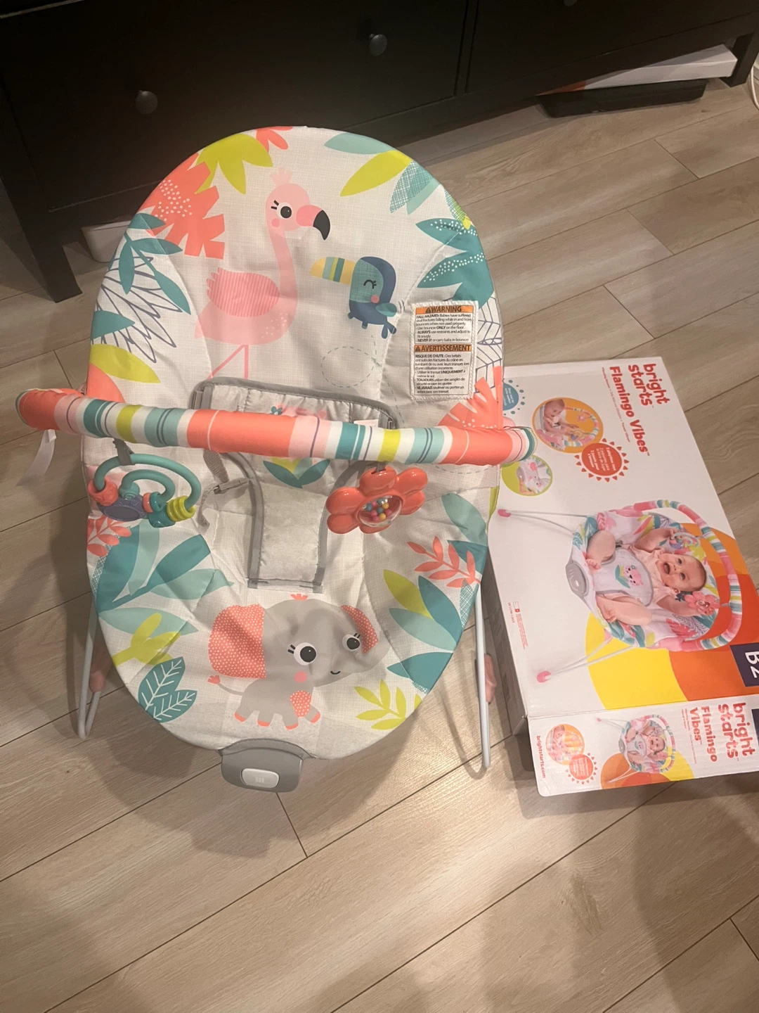 Bright Starts Flamingo Vibes Vibrating Bouncer