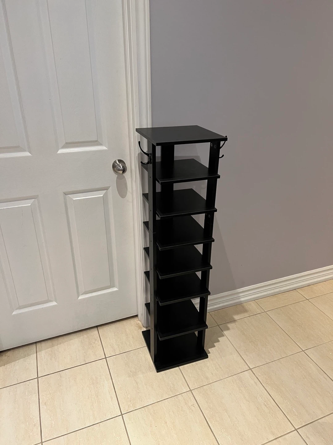 Black 7-Tier Shelf with Hooks