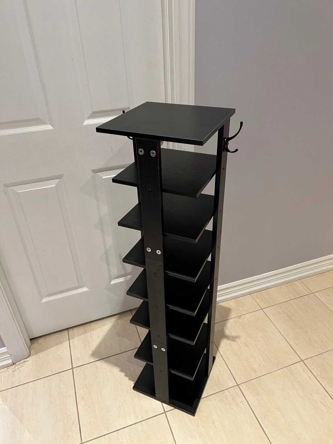 Black 7-Tier Shelf with Hooks - photo 2
