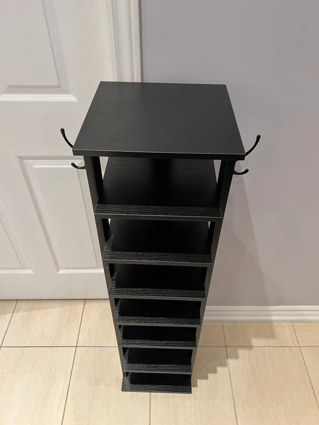 Black 7-Tier Shelf with Hooks - photo 4
