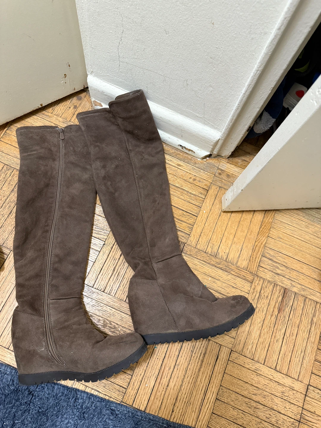 Brown Wedge Knee-High Boots