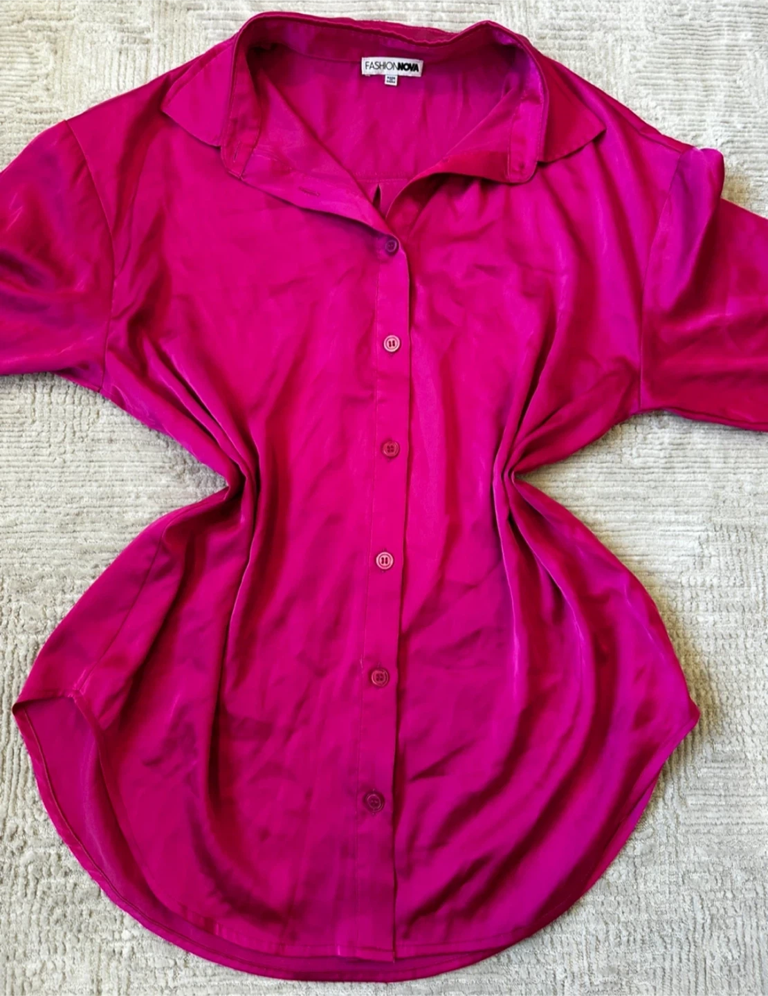 Fashion Nova Pink Button-Up Shirt