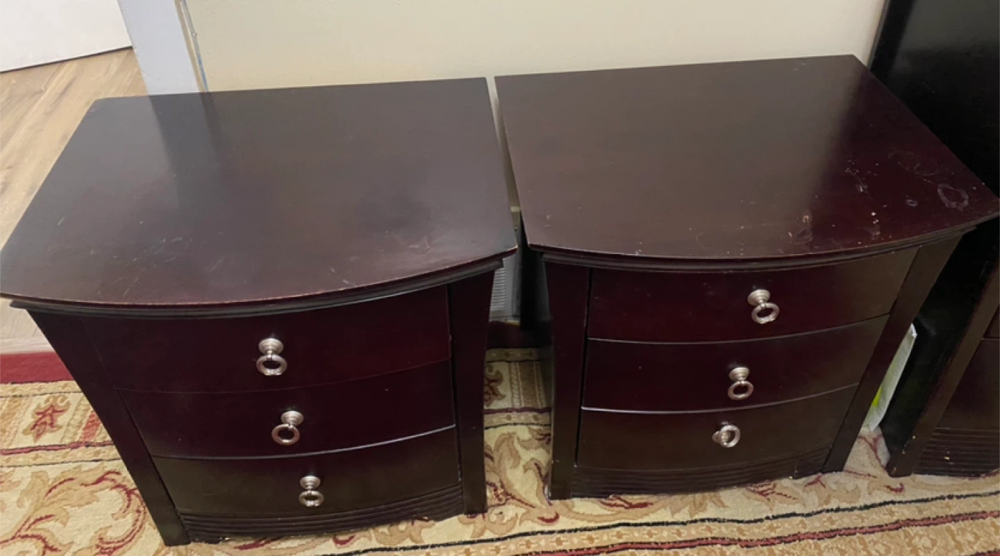 Matching Dark Wood Nightstands (Set of 2)