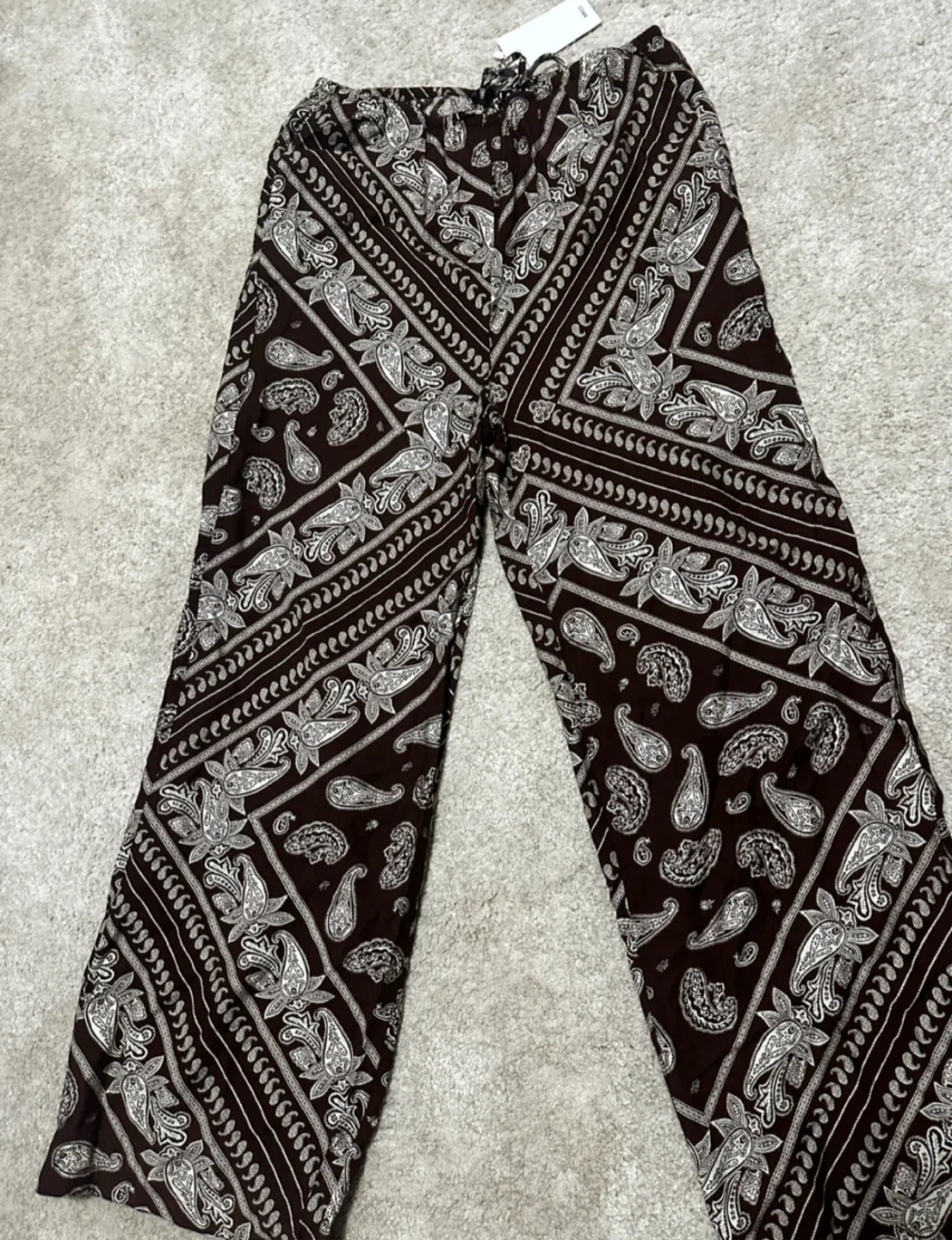 New Mango Brown Paisley Print Wide Leg Pants - photo 2