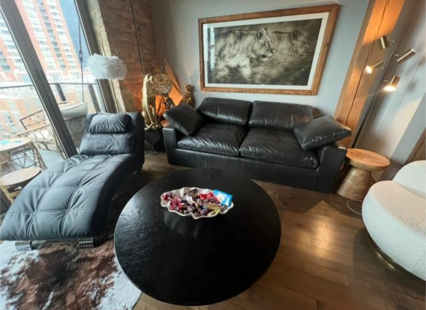 Black Leather Sofa - photo 5