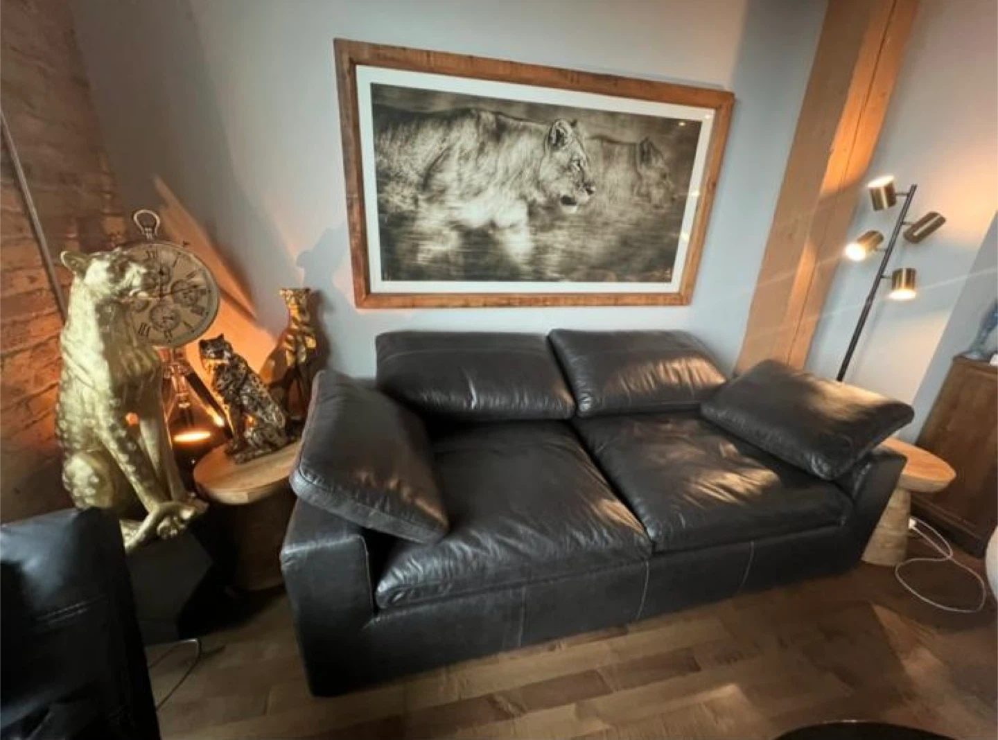 Black Leather Sofa - photo 2