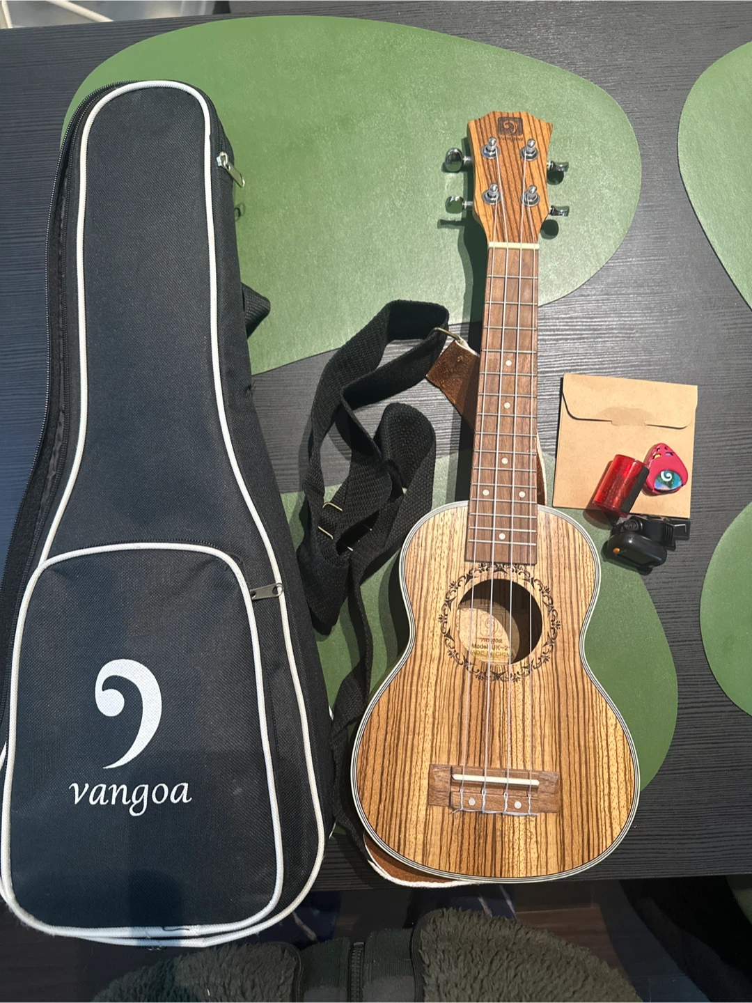 Vangoa UK-21 Zebrawood Soprano Ukulele with Case