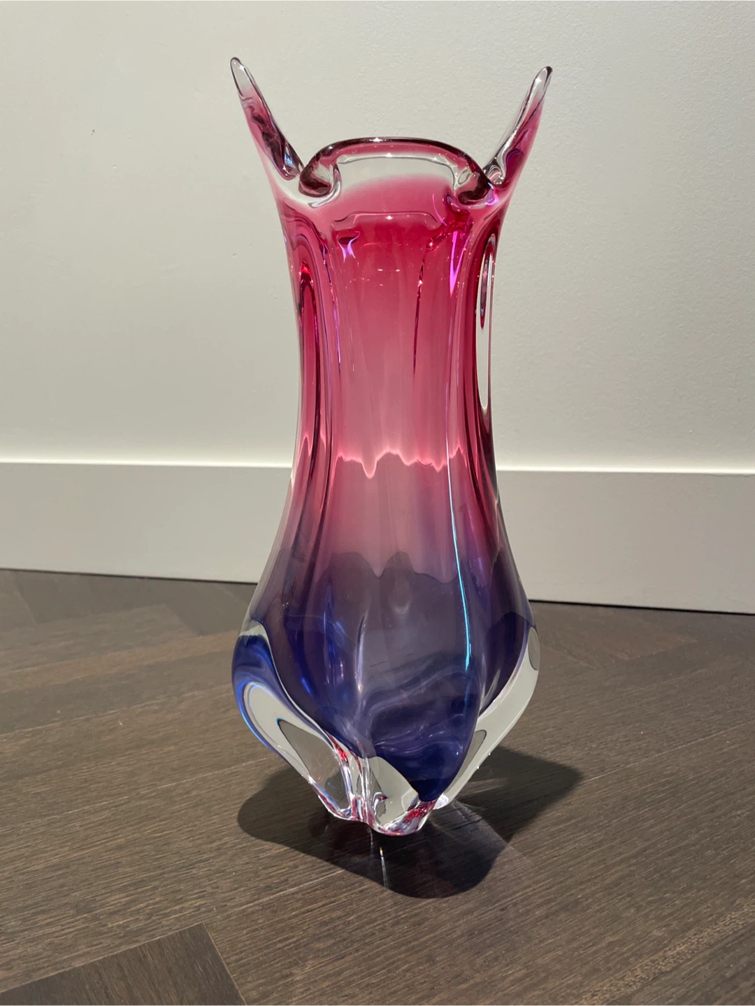 Art Glass Vase - Red & Blue