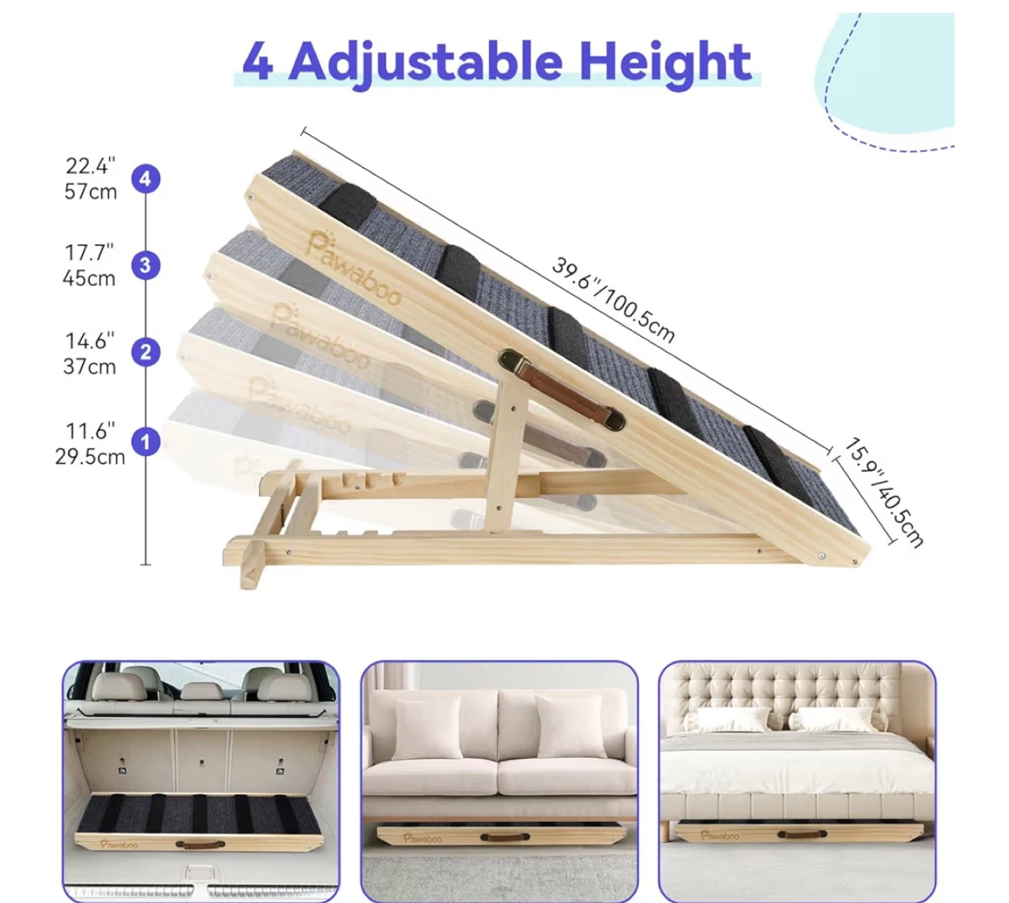 Pawaboo Adjustable Pet Ramp/Stairs - photo 3