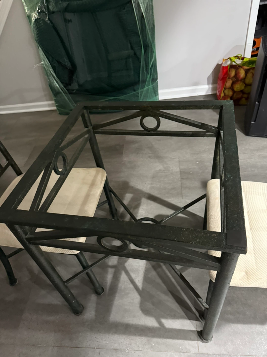Dining Table with 2 Chairs - Metal Frame