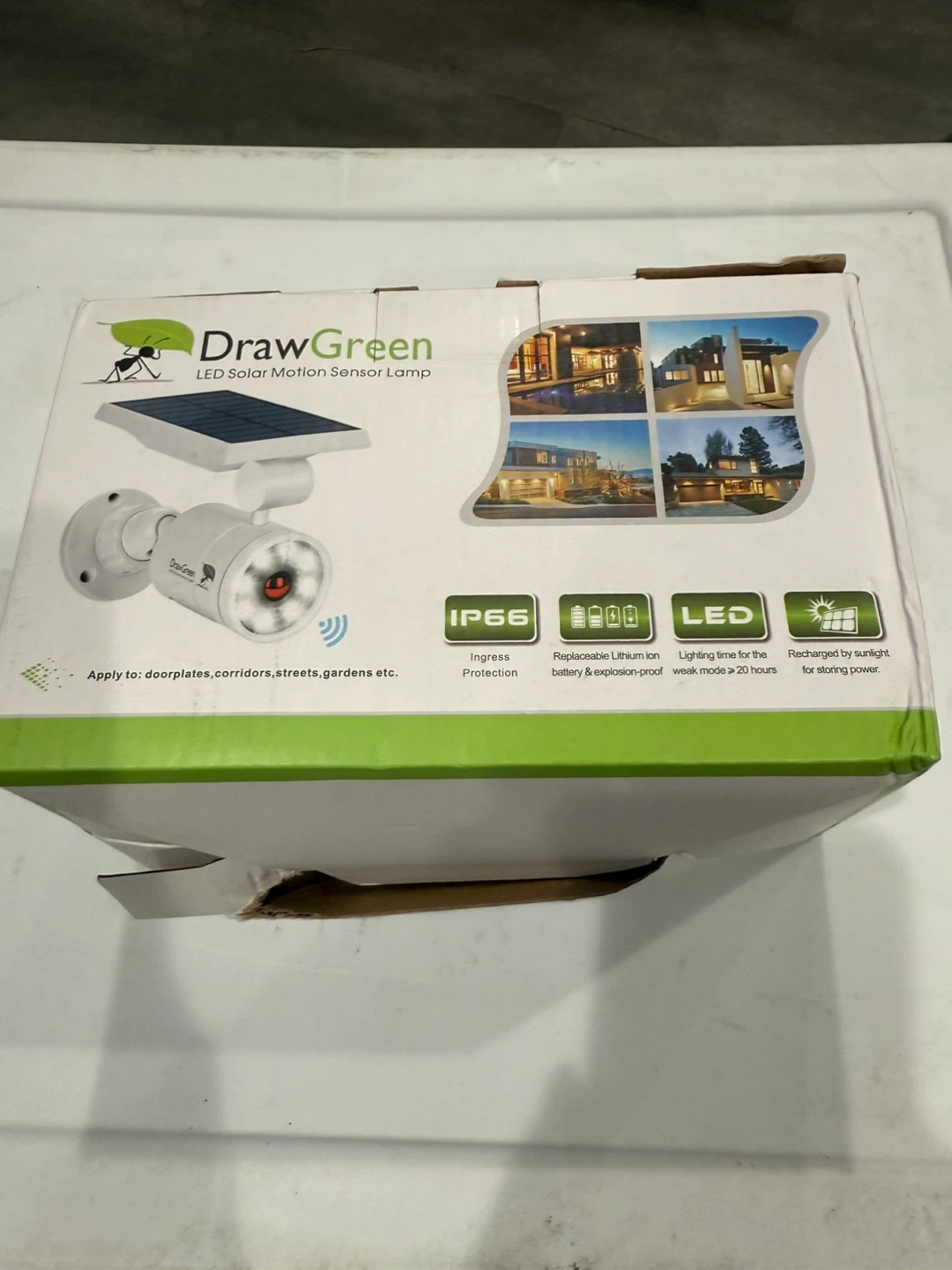 DrawGreen LED Solar Motion Sensor Lamp - New