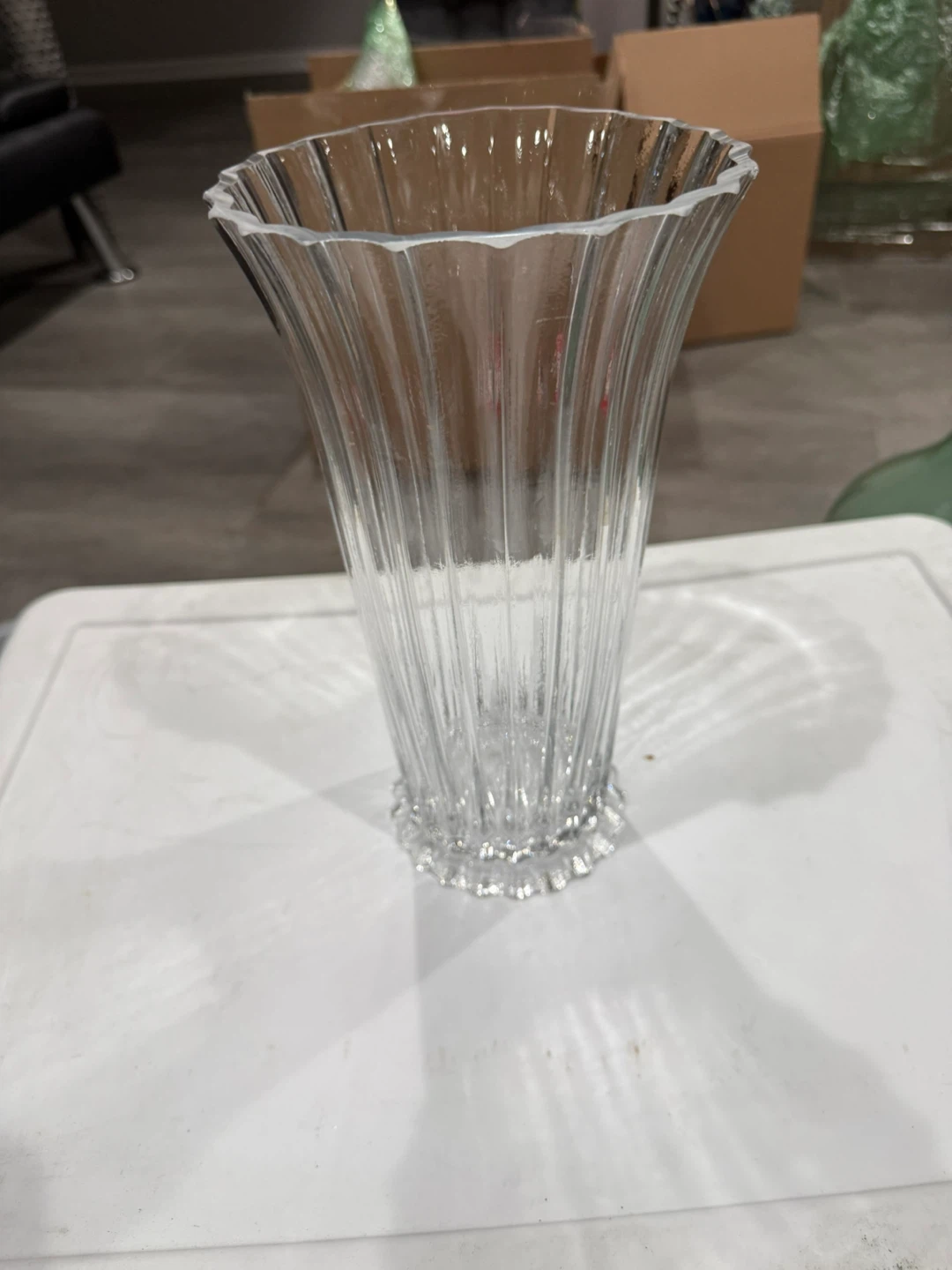 Clear Fluted Glass Vase