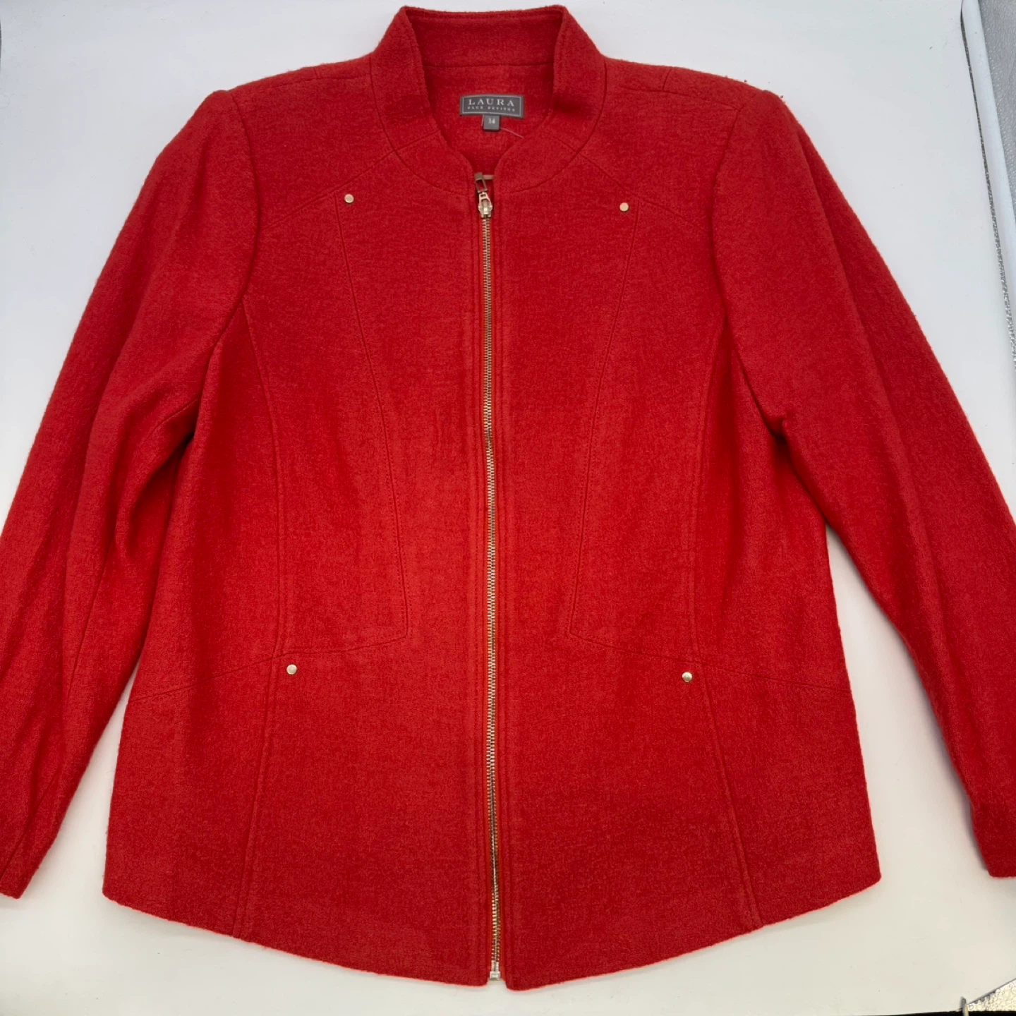 Laura Plus Petites Red Wool Blend Zip Jacket Size 14 NWT - photo 3