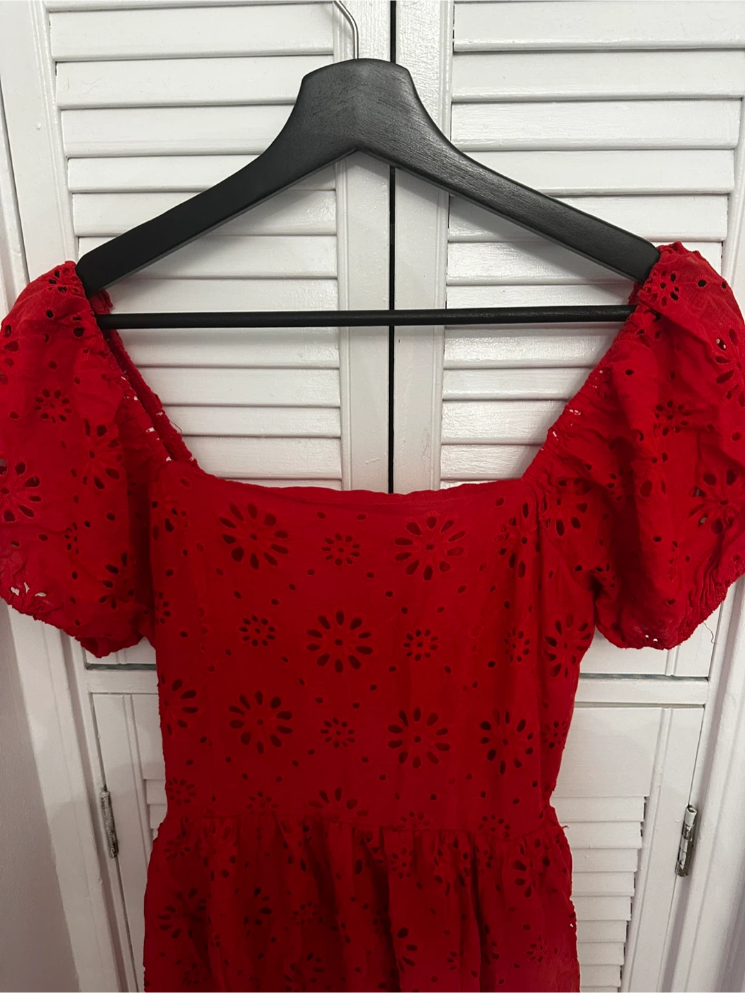 Red Eyelet Mini Dress - photo 4