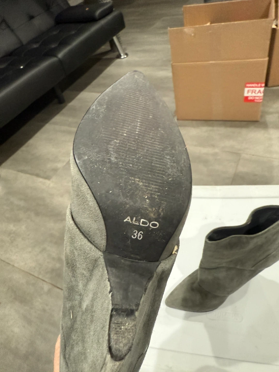Aldo Gray Suede Ankle Boots - Size 36