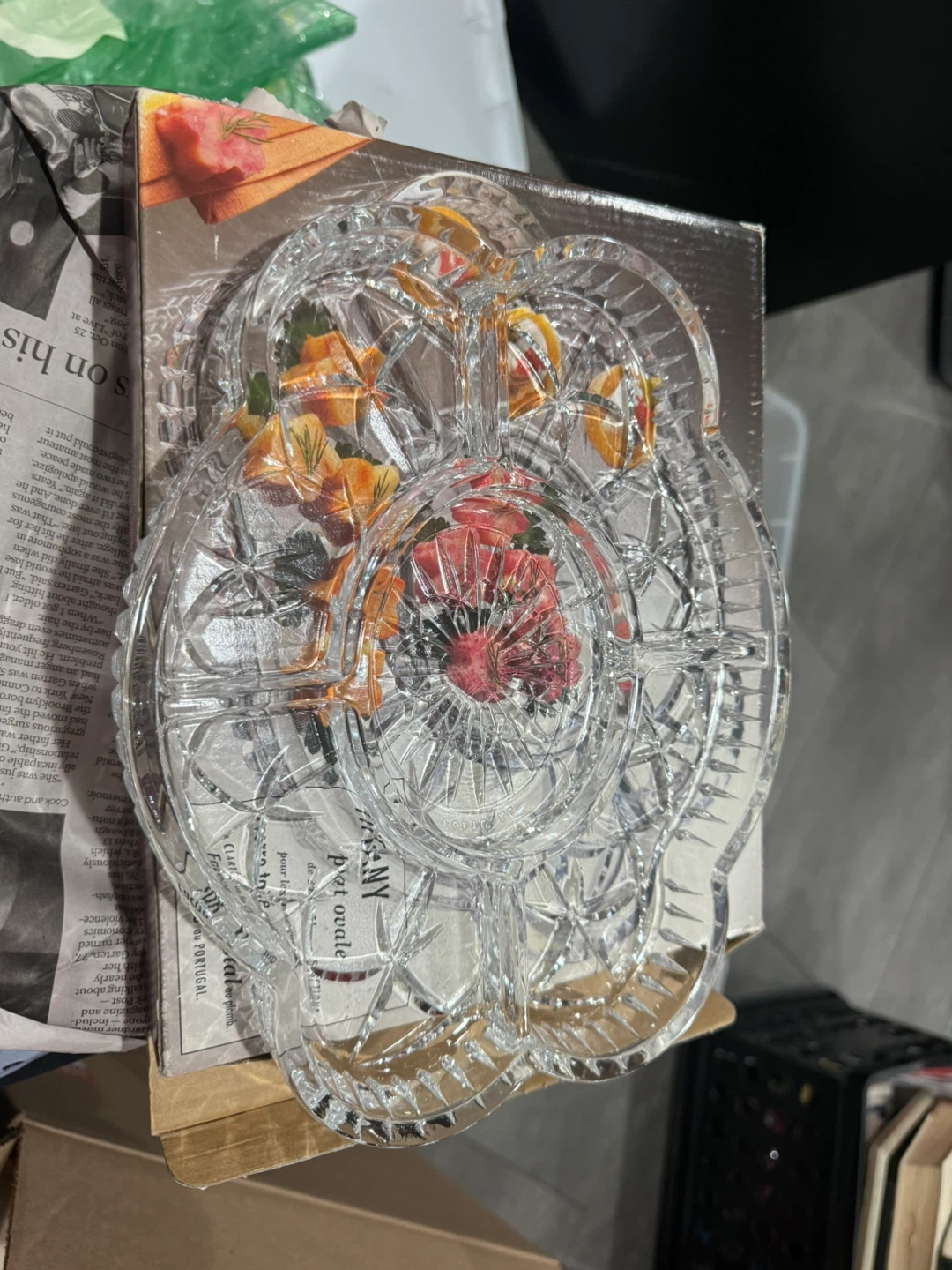 Tiffany Verre Taille Crystal Oval Platter