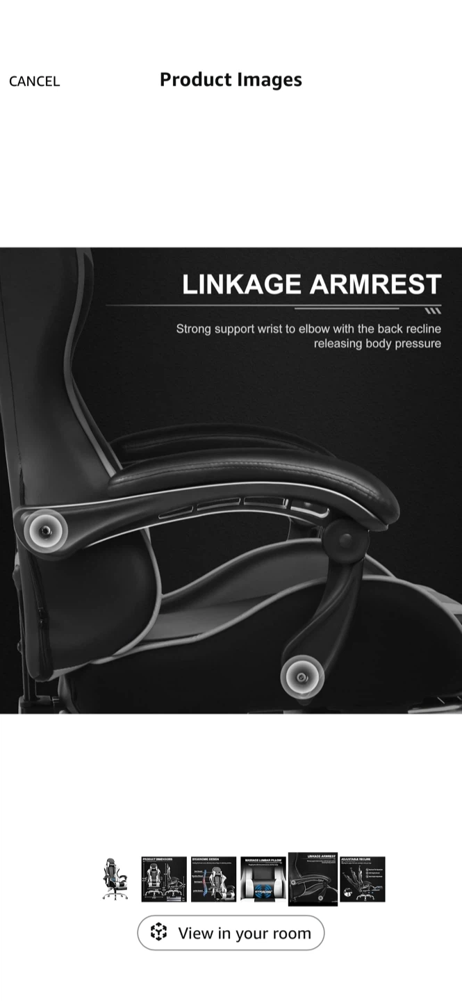 GTRACING Gaming Chair - Adjustable Recline & Lumbar Support - photo 4