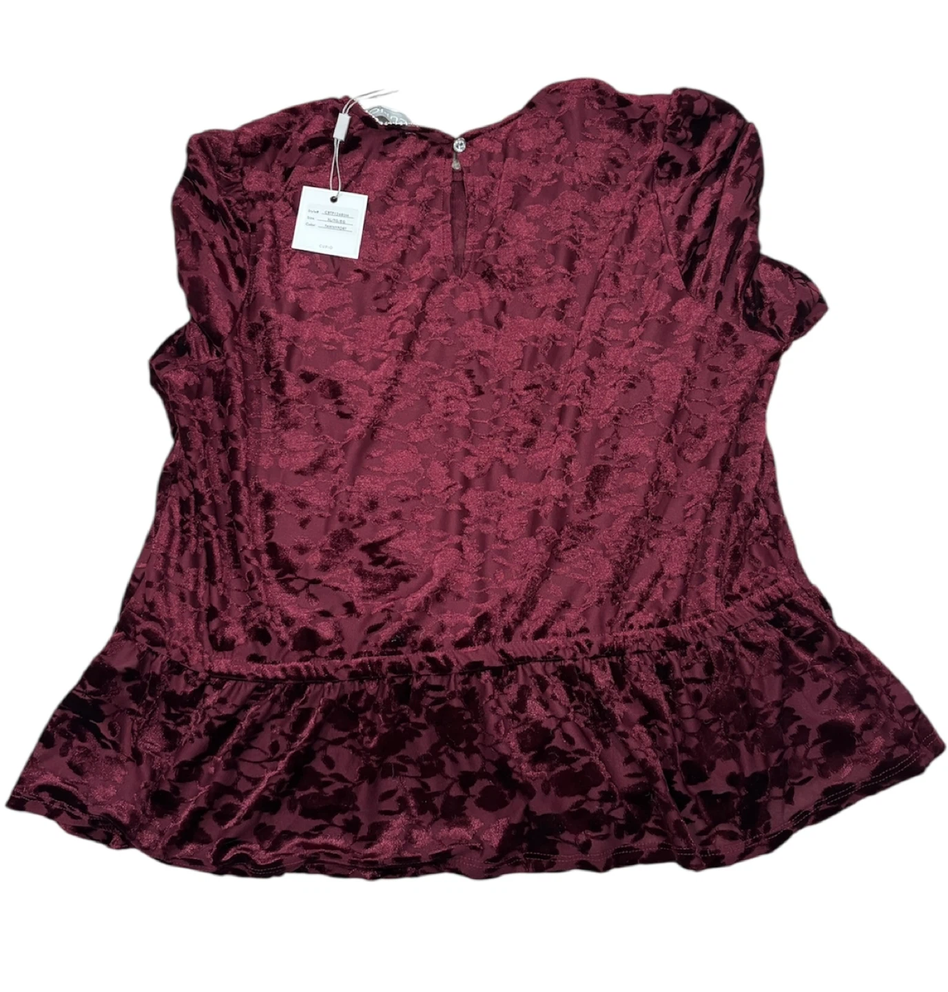 Cupio Blush Velvet Peplum Top XL - photo 2