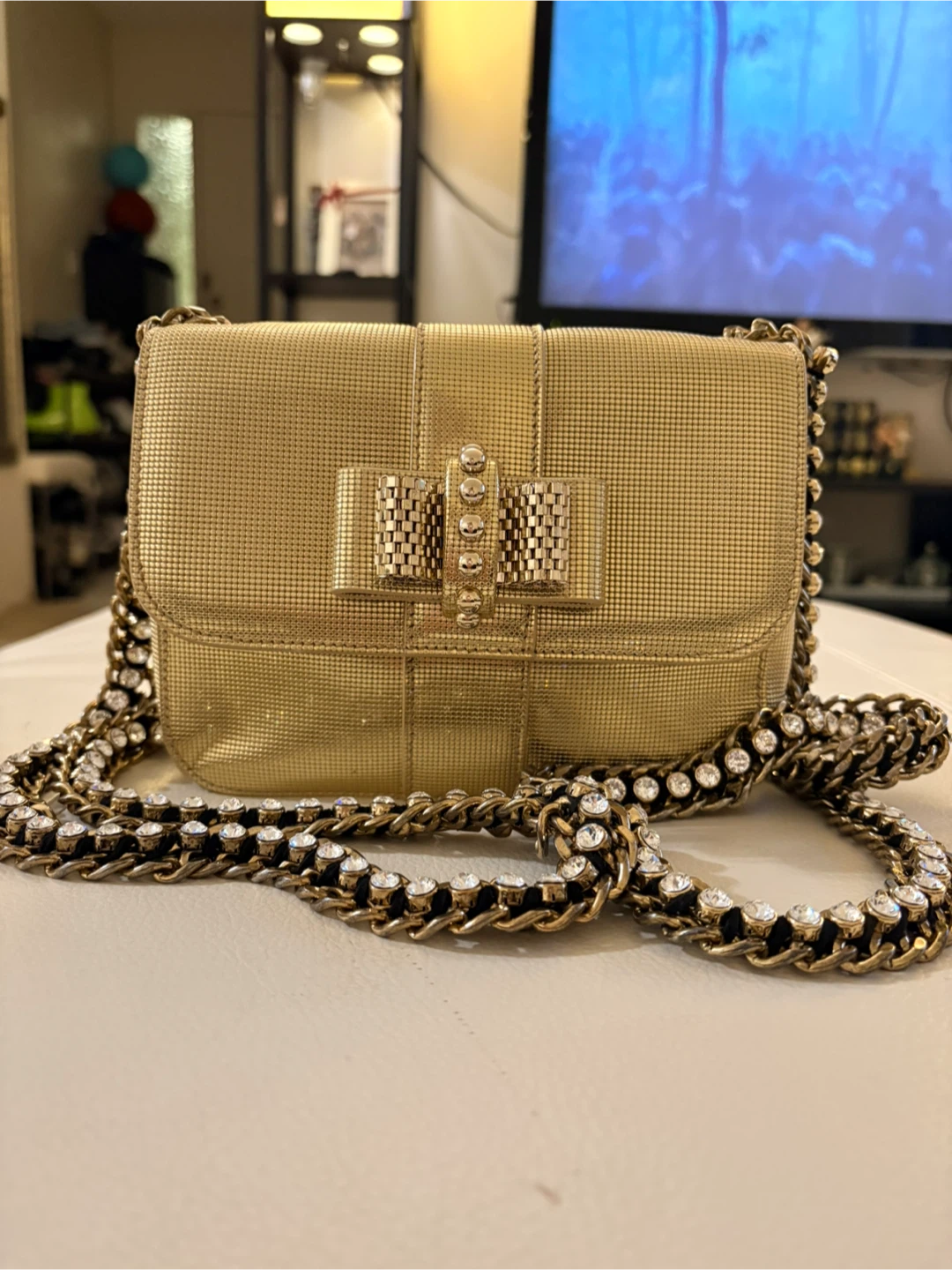 Christian Louboutin Metallic Gold Chain Mini Backpack