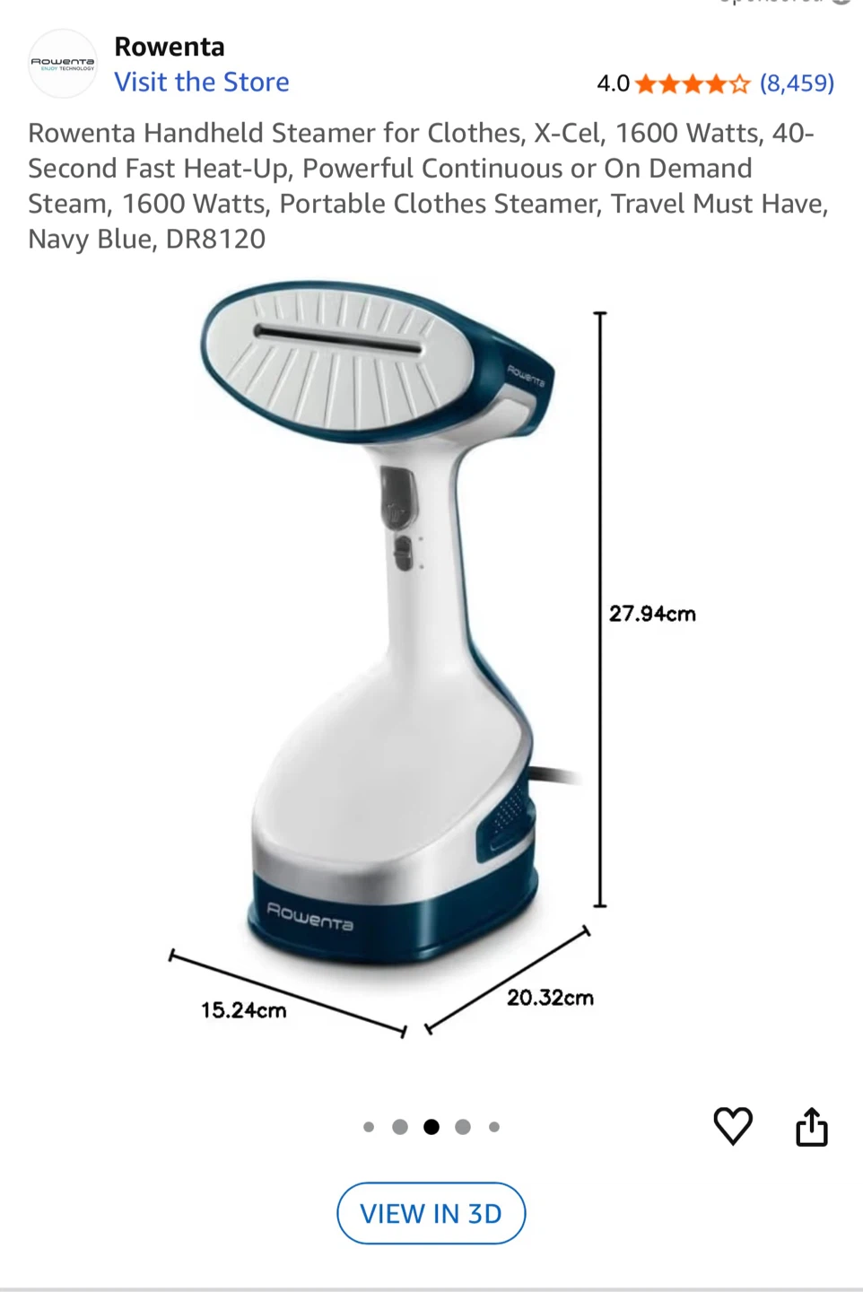 Rowenta X-Cel Handheld Steamer - Navy Blue & White