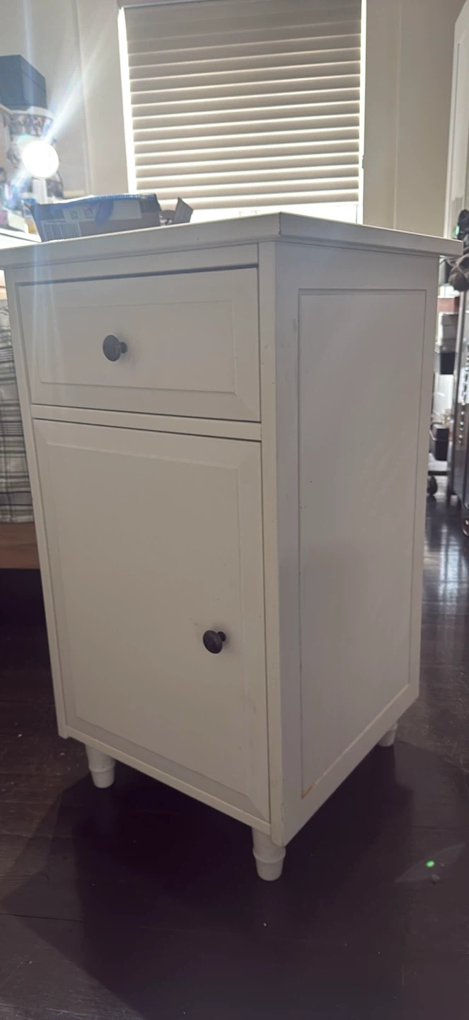 White Nightstand with Drawer & Door