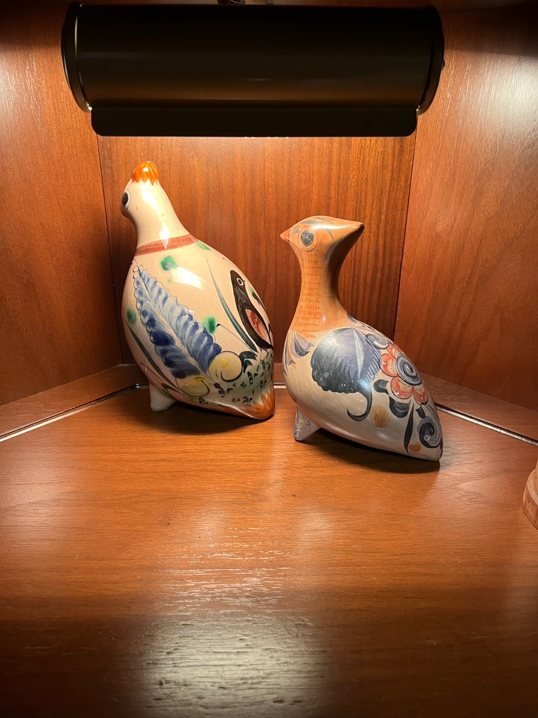 Vintage, hand-painted Tonala Mexican pottery bird figurines - photo 3