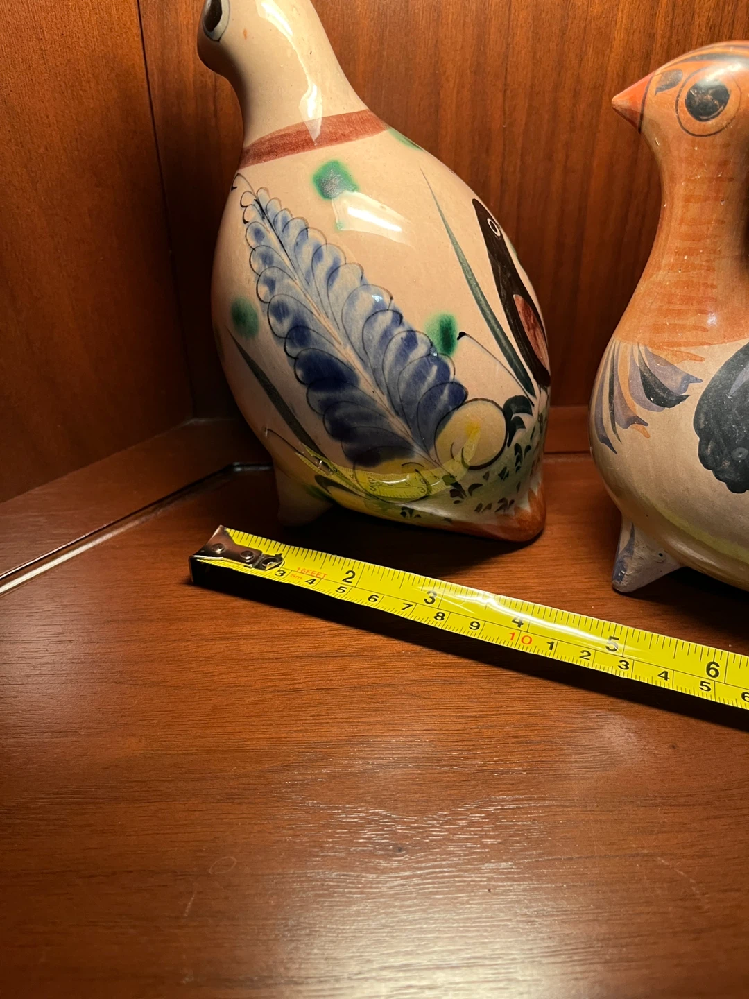 Vintage, hand-painted Tonala Mexican pottery bird figurines - photo 4