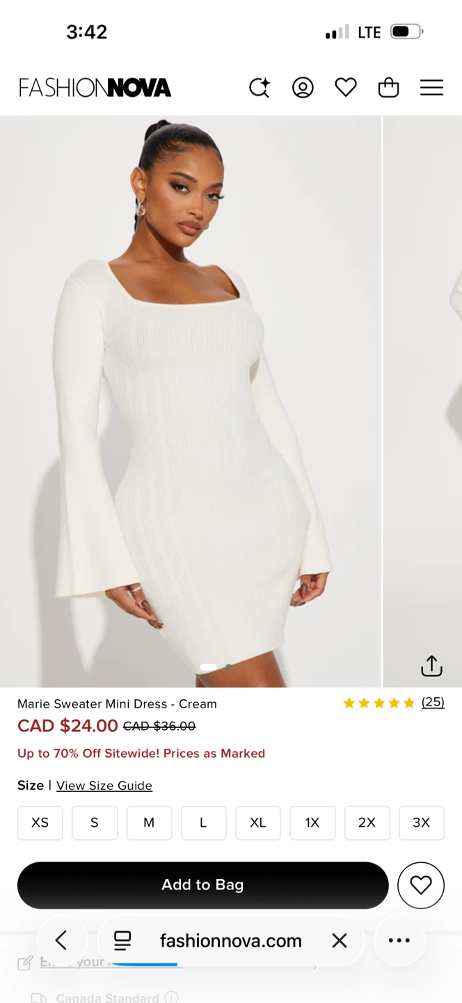 Fashion Nova Marie Sweater Mini Dress - Cream XS