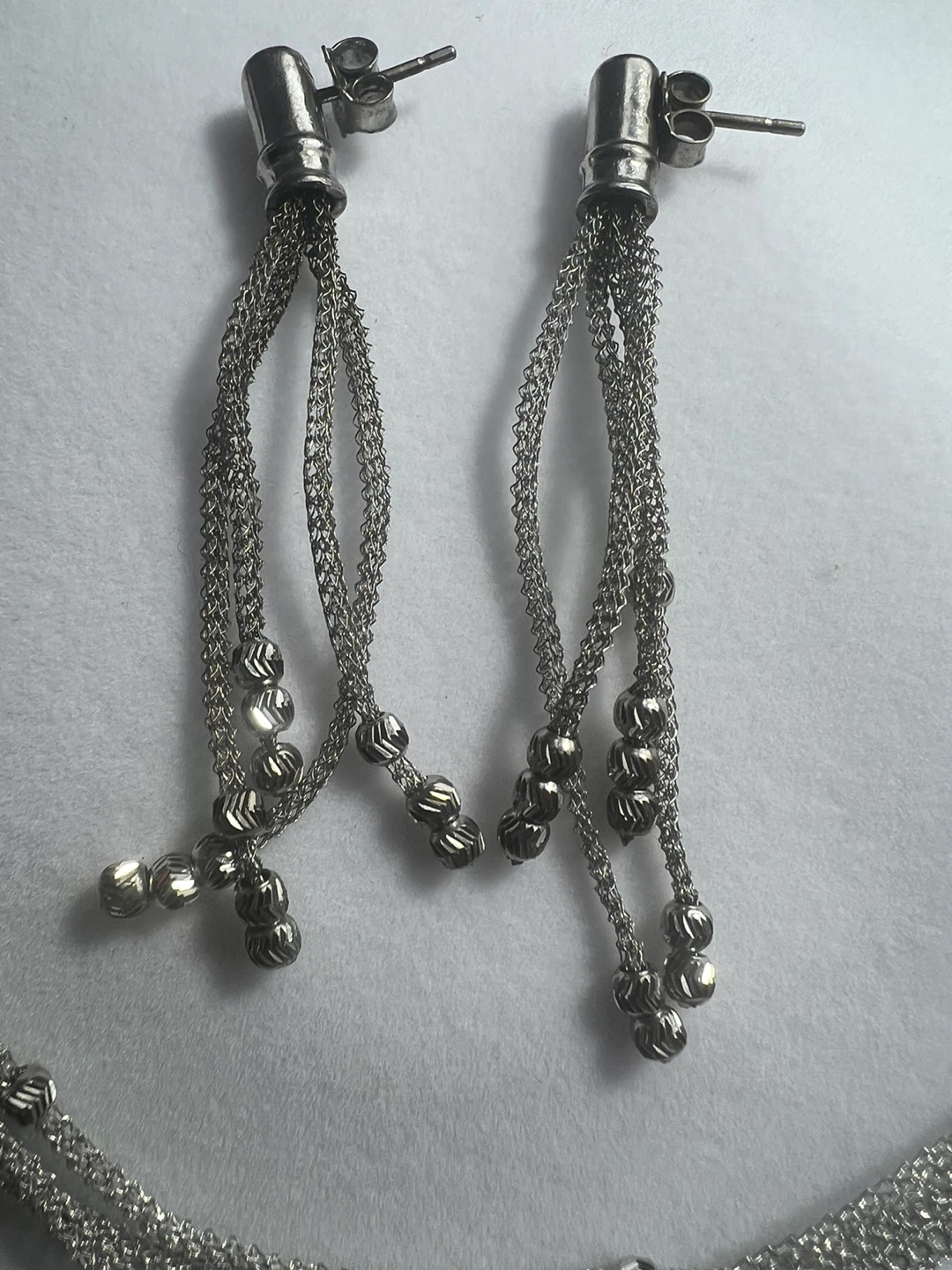 915 Silver Braided Necklace, Bracelet & Earrings Set - photo 3