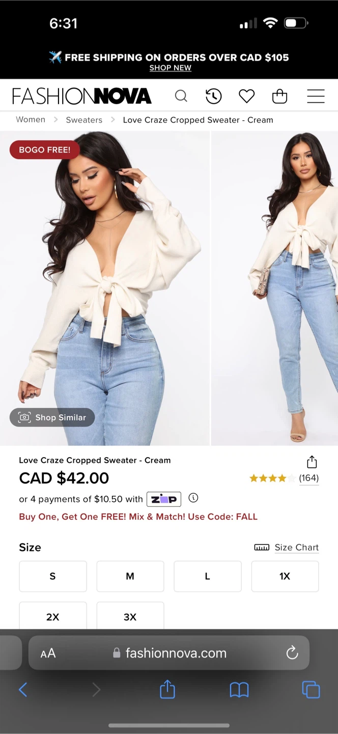 Fashion Nova Love Craze Cropped Sweater - Cream, Size S