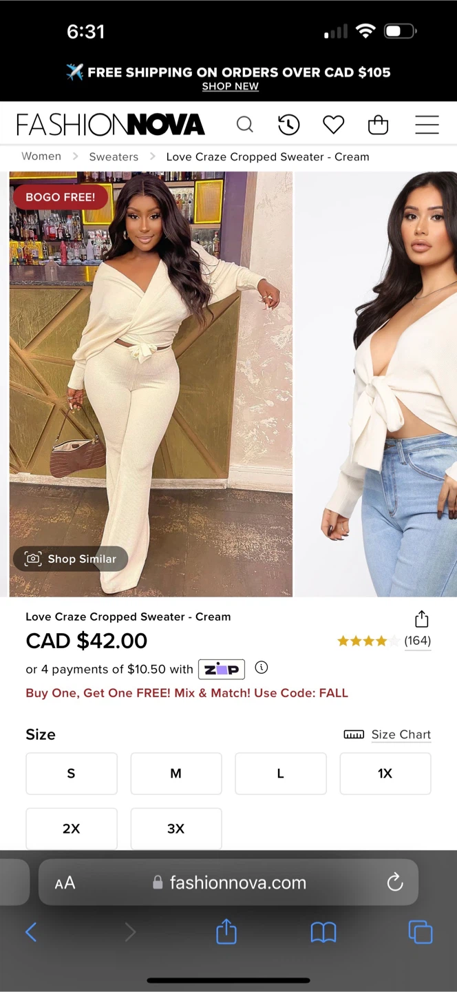 Fashion Nova Love Craze Cropped Sweater - Cream, Size S - photo 2
