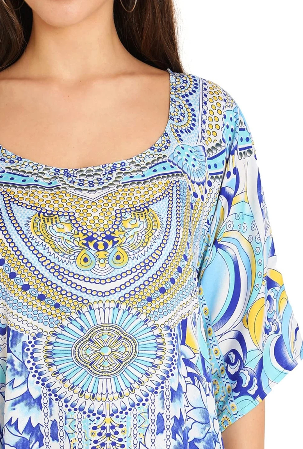 NEW! Miss Lavish London Stunning Blue Floral Print Kaftan Dress - photo 2