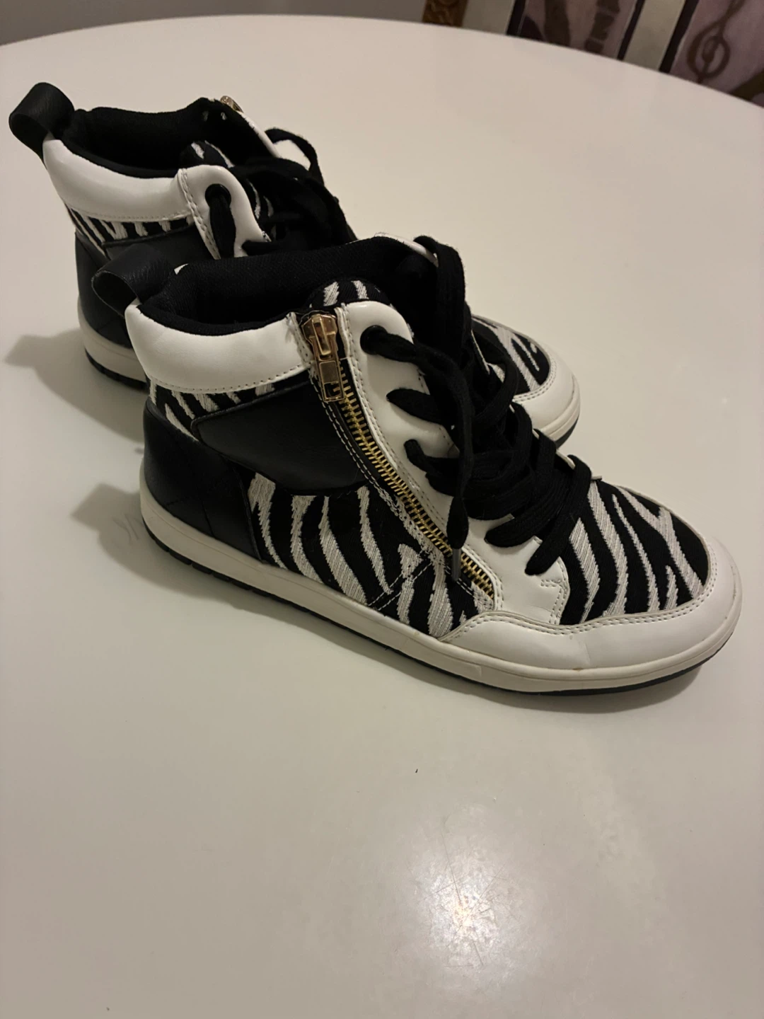 Zebra Print High Top Sneakers
