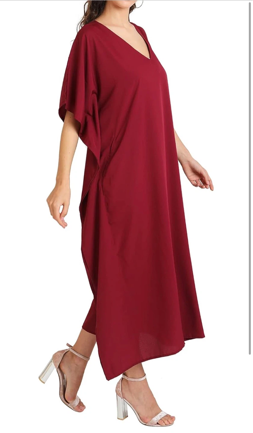 NEW! Miss Lavish London Stunning Burgundy Kaftan Dress - photo 3