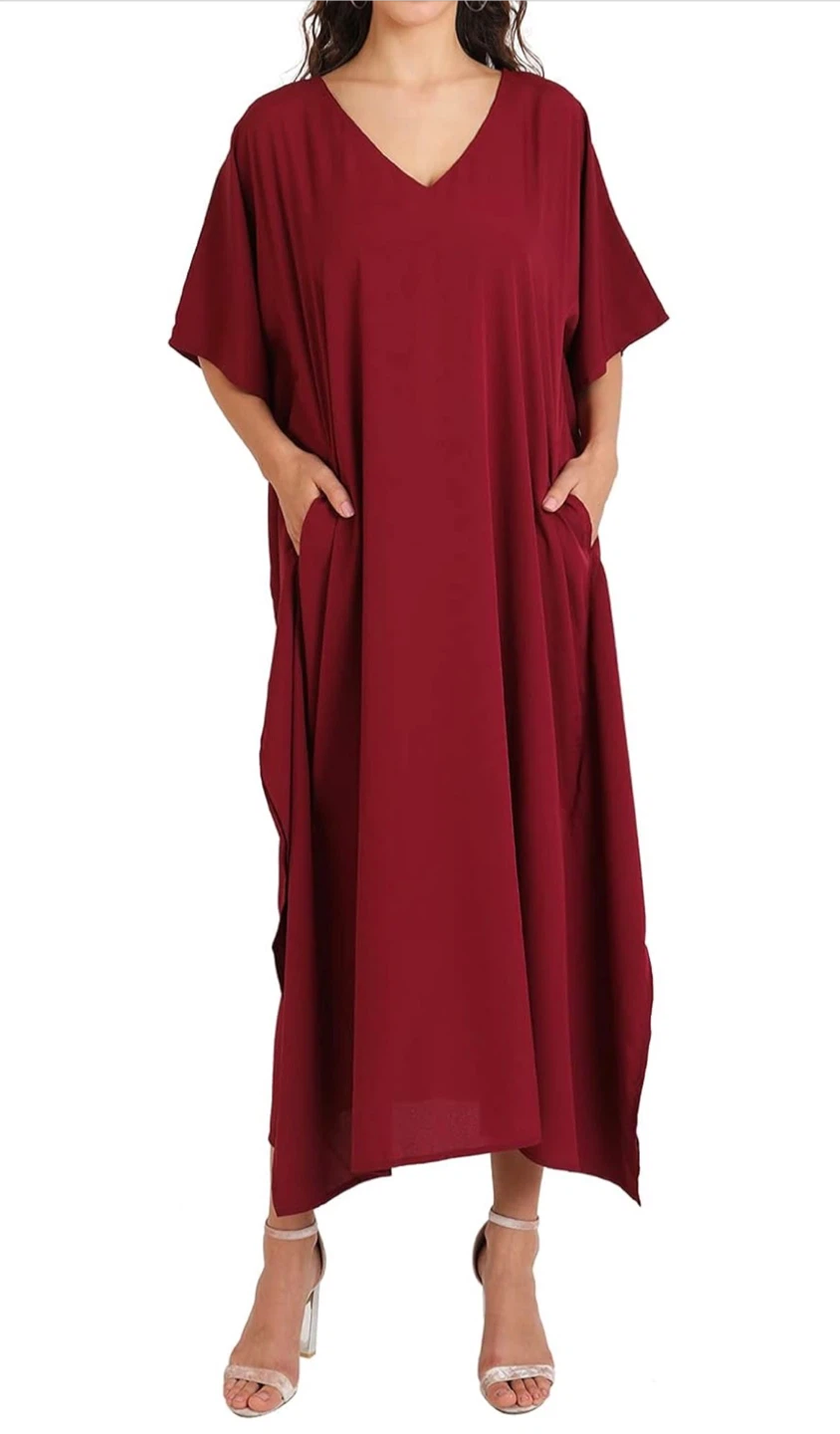 NEW! Miss Lavish London Stunning Burgundy Kaftan Dress