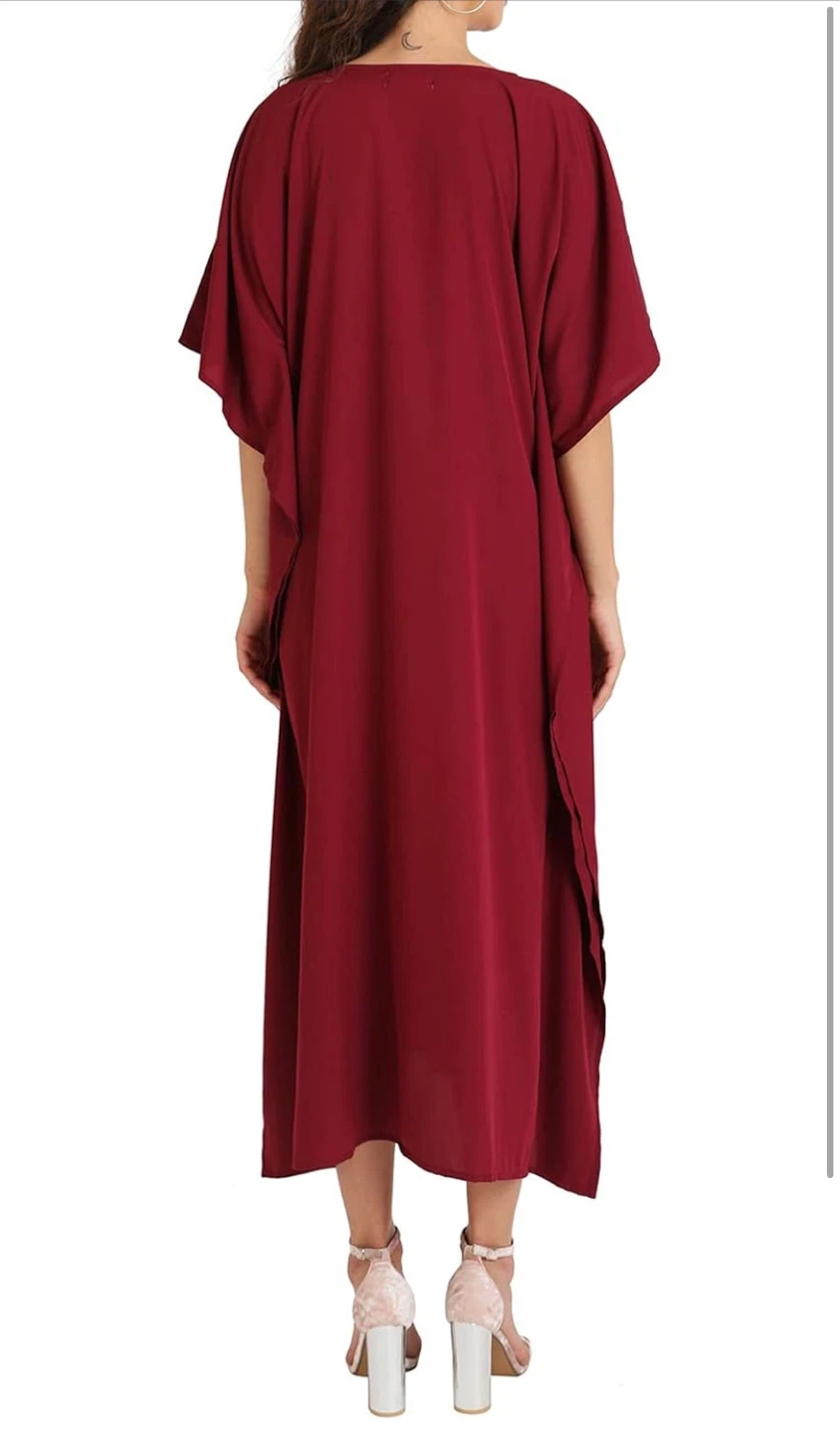 NEW! Miss Lavish London Stunning Burgundy Kaftan Dress - photo 4