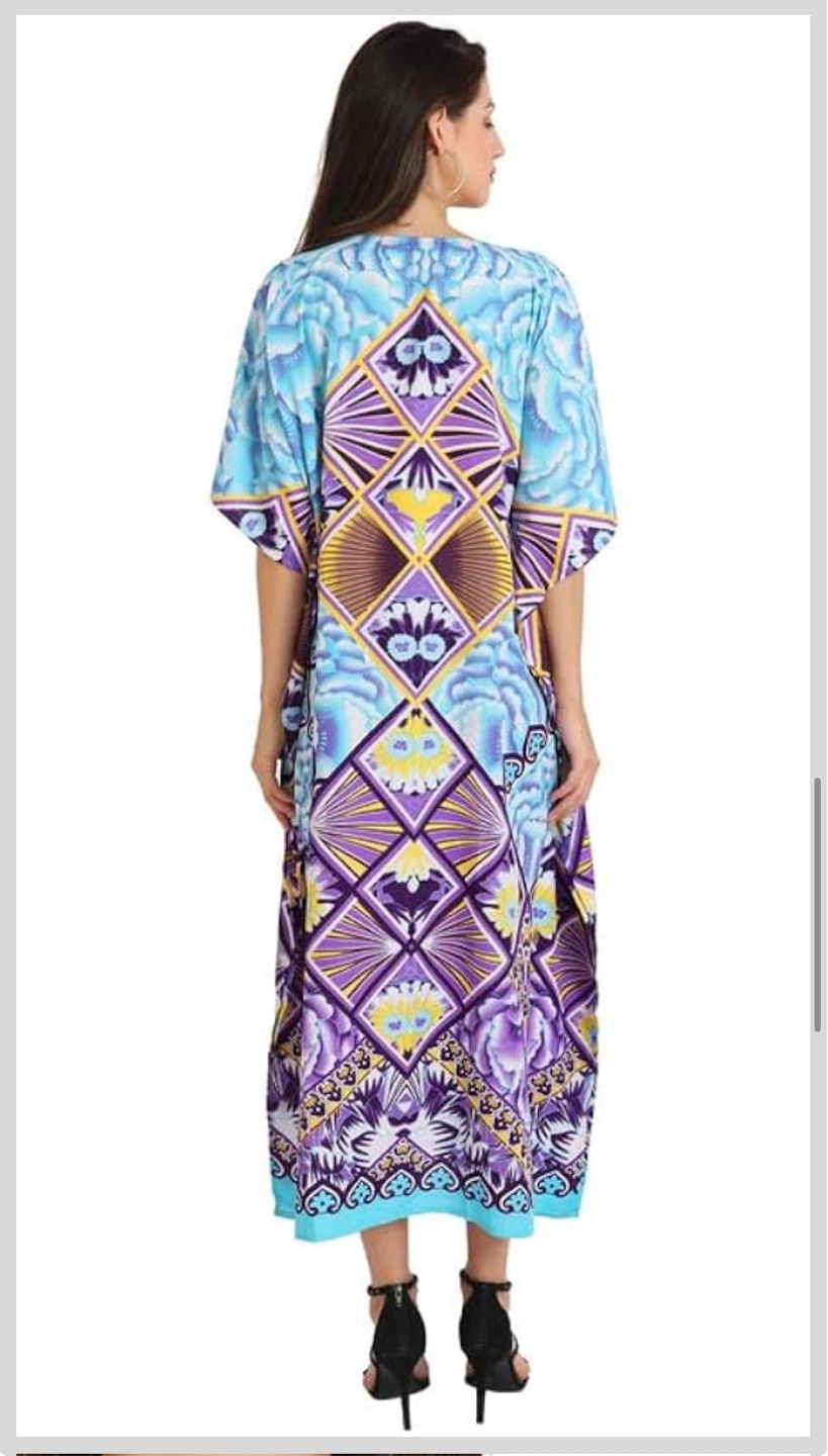 NEW! Miss Lavish London Kaftan Dress - Blue, Purple, Yellow - photo 4