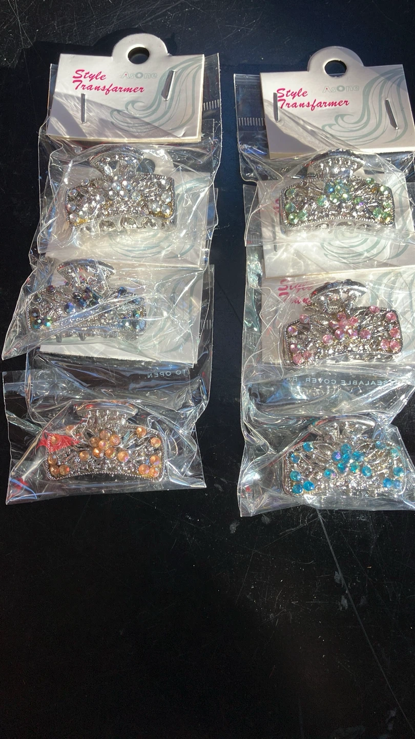 Style Transformer Rhinestone Hair Claw Clips - New