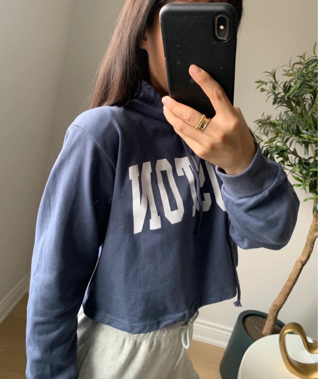Blue Cropped “BOSTON” Hoodie – New, Relaxed Fit - photo 2