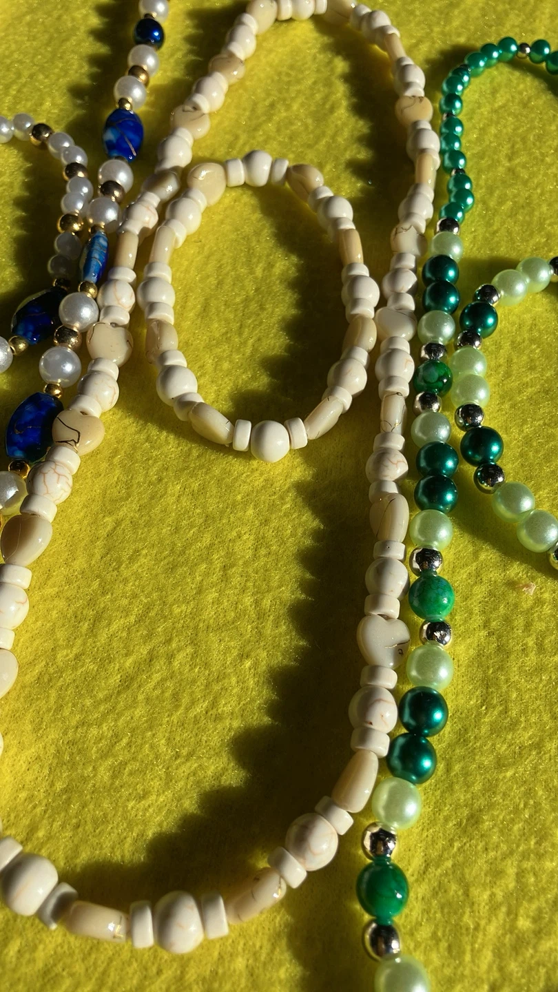 Handmade Green Beaded Necklace & Bracelet Set - photo 5