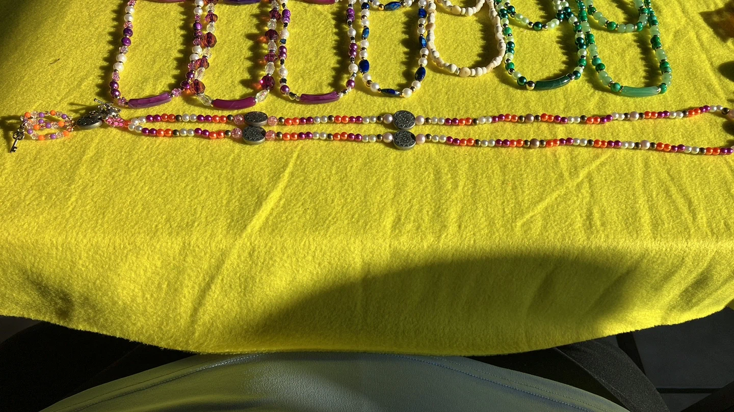 Handmade Green Beaded Necklace & Bracelet Set - photo 2