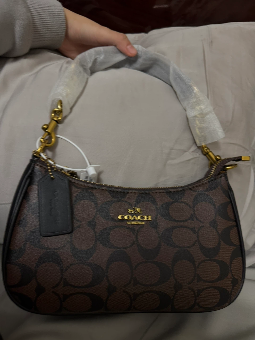 Coach Brown Signature Coated Canvas Handbag