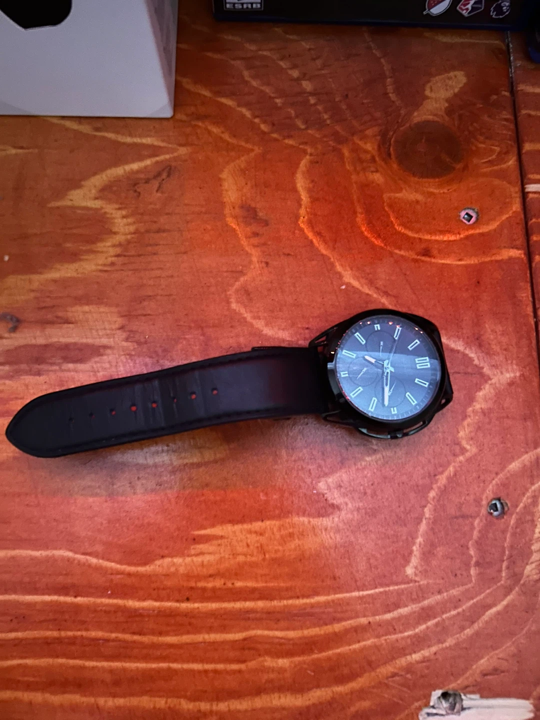 Guess black wristwatch with leather strap